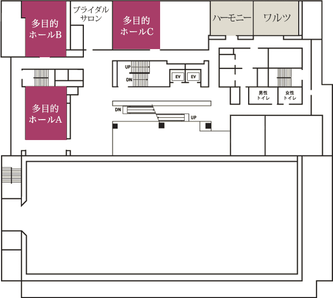 多目的ホールA/多目的ホールB/多目的ホールC/3F 平面図